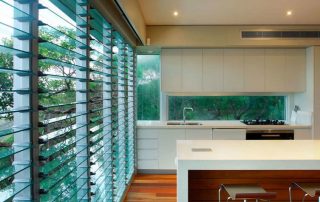 aluminium and glass louvres in a modern Sydney home