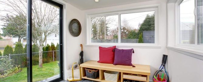 small backroom with aluminium sliding glass door