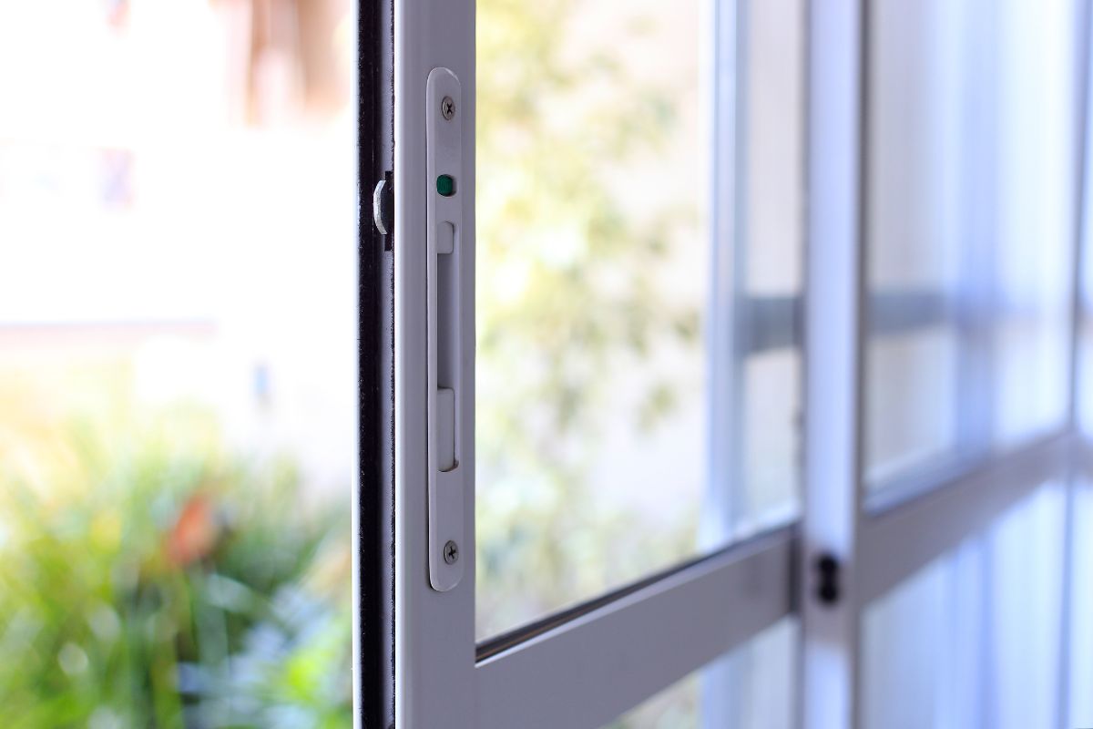 white colour aluminium and glass sliding door